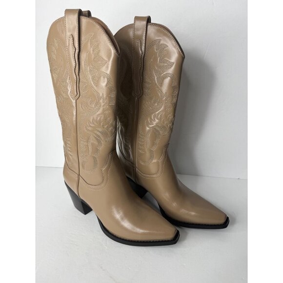 Free People Jeffrey Campbell Dagget Western Boots Leather Dark Taupe Size 8 NIB - Picture 3 of 6